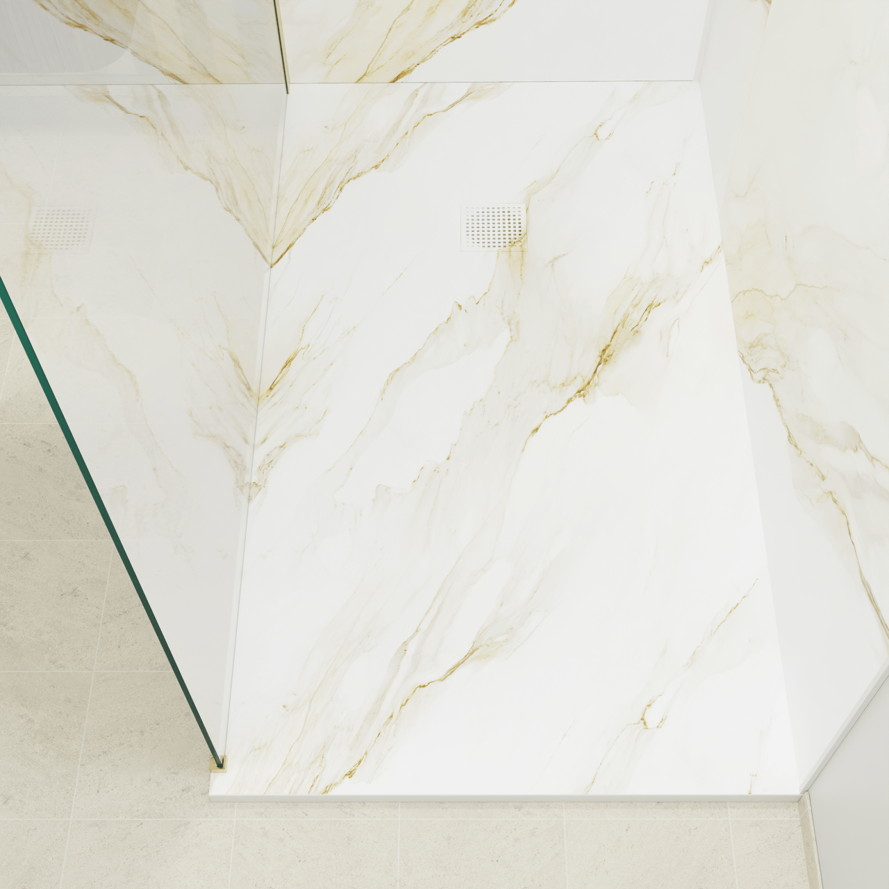 Luca Varess Suite douchebak 160 x 90 cm composietmarmer Marble Gold
