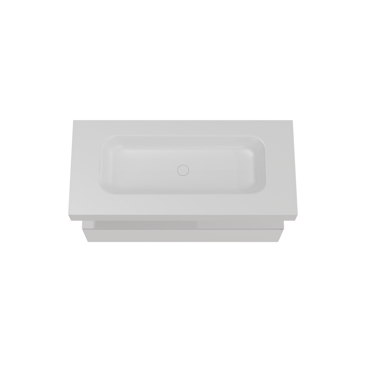 Balmani Mitra Elements hängendes Möbelstück Set: 120 x 55 cm, Weiß matt mit Arcato Einzelwaschtisch für 2 Armaturenlöcher, Solid Surface Weiß matt