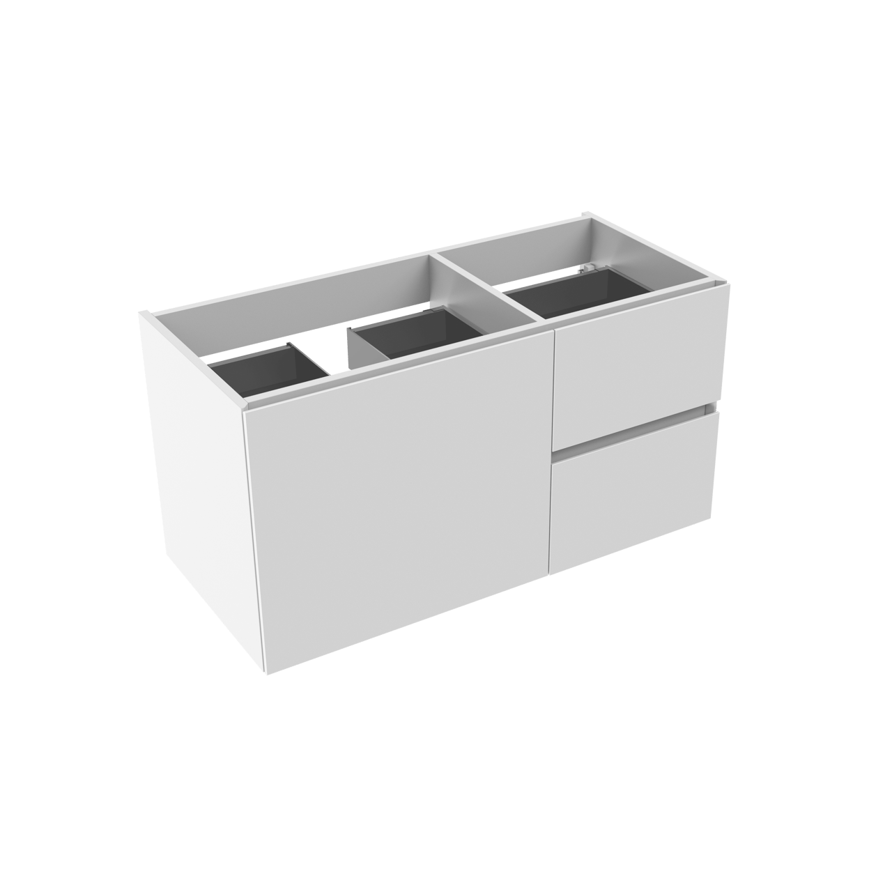 Storke Edge meuble sous-lavabo suspendu 100 x 46 cm asymétrique gauche blanc brillant 3 tiroirs