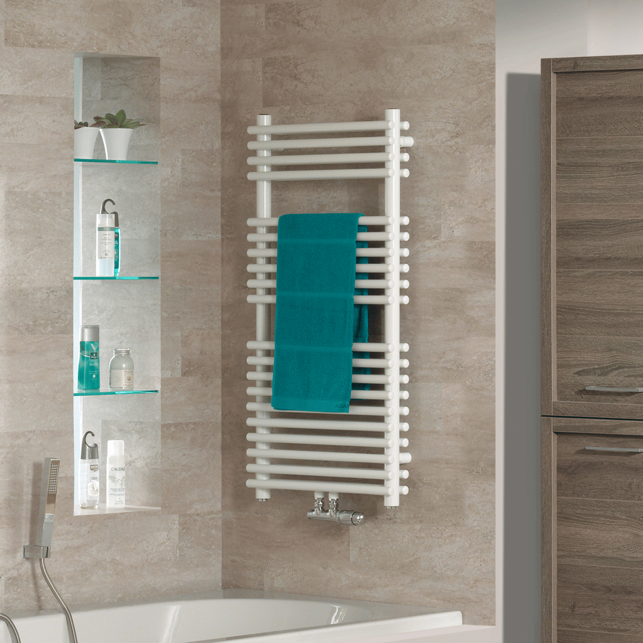 Vipera Alegria Doppelhandtuchheizkörper: 60 x 120 cm, Zentralheizung, Weiß Glänzend, Seiten- & Mittelanschluss, 1.327W