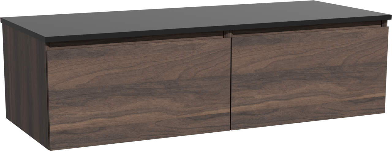Storke Edge meuble salle de bains suspendu 130 x 52 cm noyer avec Panton tablette simple ou double en mdf enduit de poudre noir mat