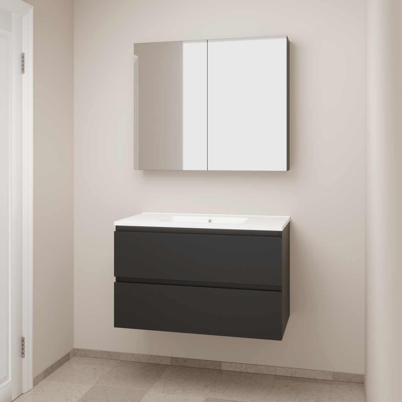 Linie Lado Badmöbel Set mit Vano Waschtisch und Spiegelschrank