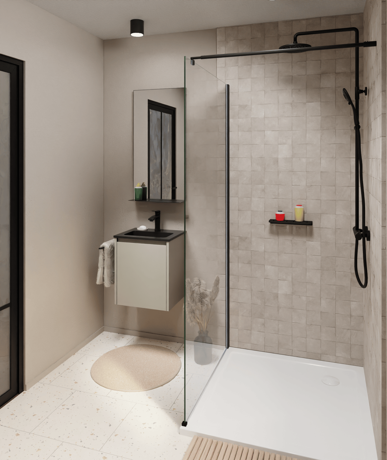 Storke Seda zwevende wastafelonderkast 45 x 35 cm zijdegrijs deur