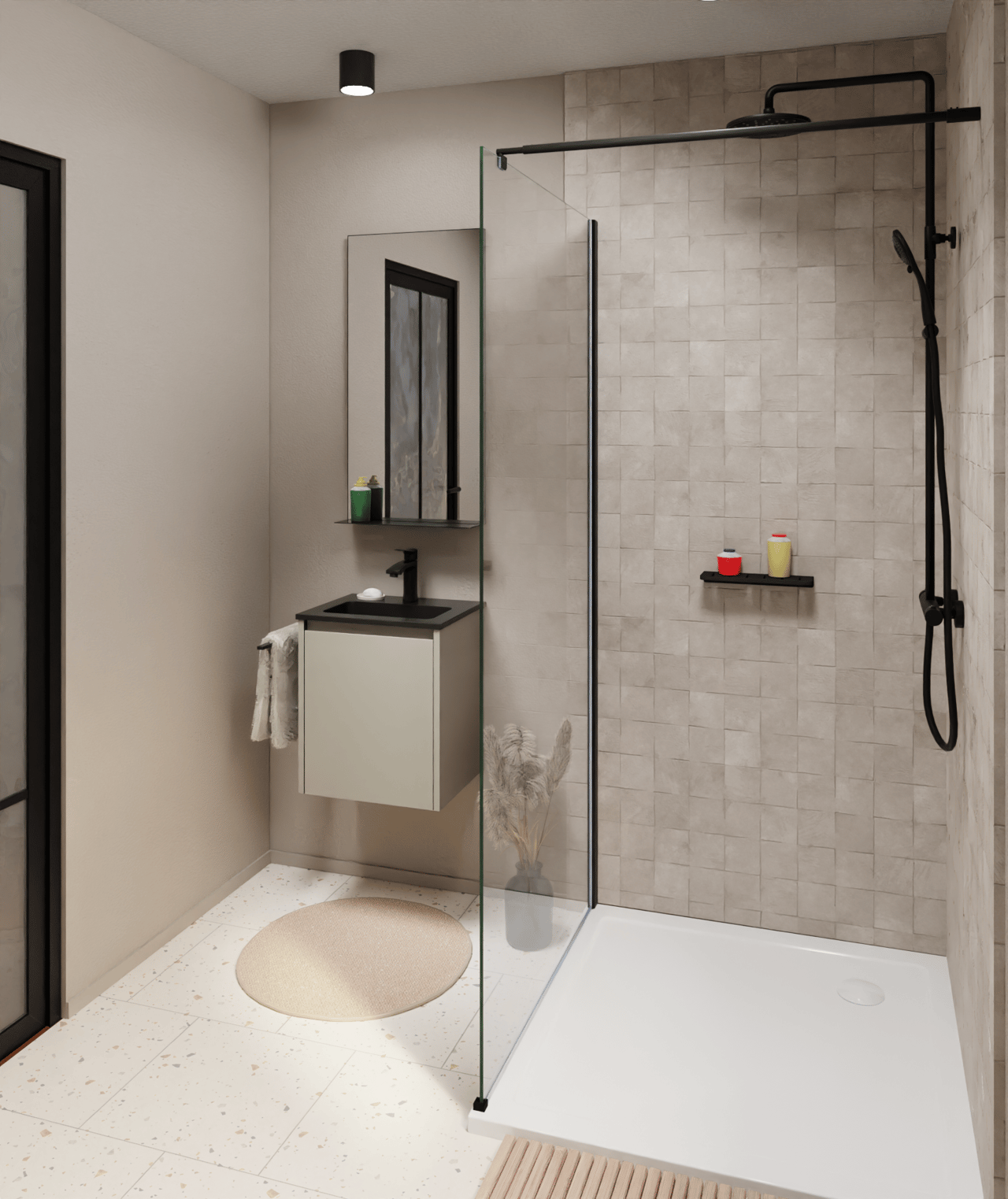 Storke Seda hängender Waschbeckenunterschrank: 45 x 35 cm, Seidengrau, mit Tür