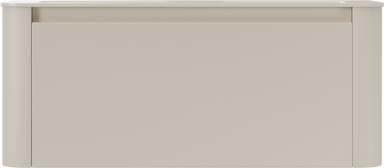 Storke Soft meuble salle de bains suspendu 120 x 46 cm Sand mat avec Mata Soft double vasque en Solid Surface beige granite