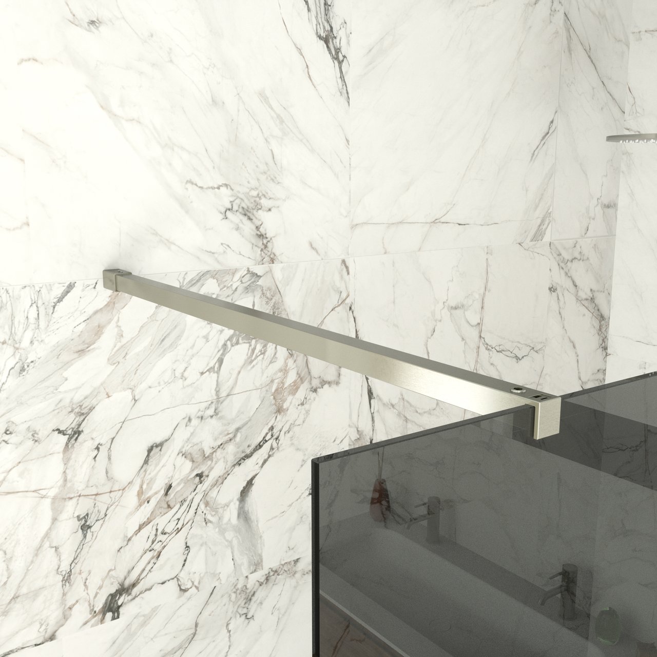 Balmani Modular douche à l'italienne 180 x 200 cm verre fumé avec bande matte profil inox brossé