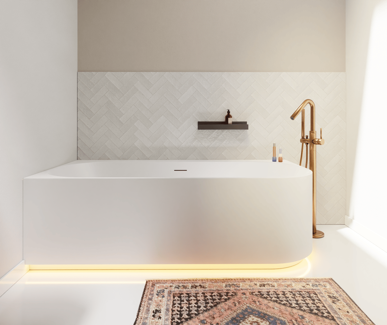 Luca Varess Laguna tweepersoons hoekbad links met LED 170 x 85 cm acryl mat wit