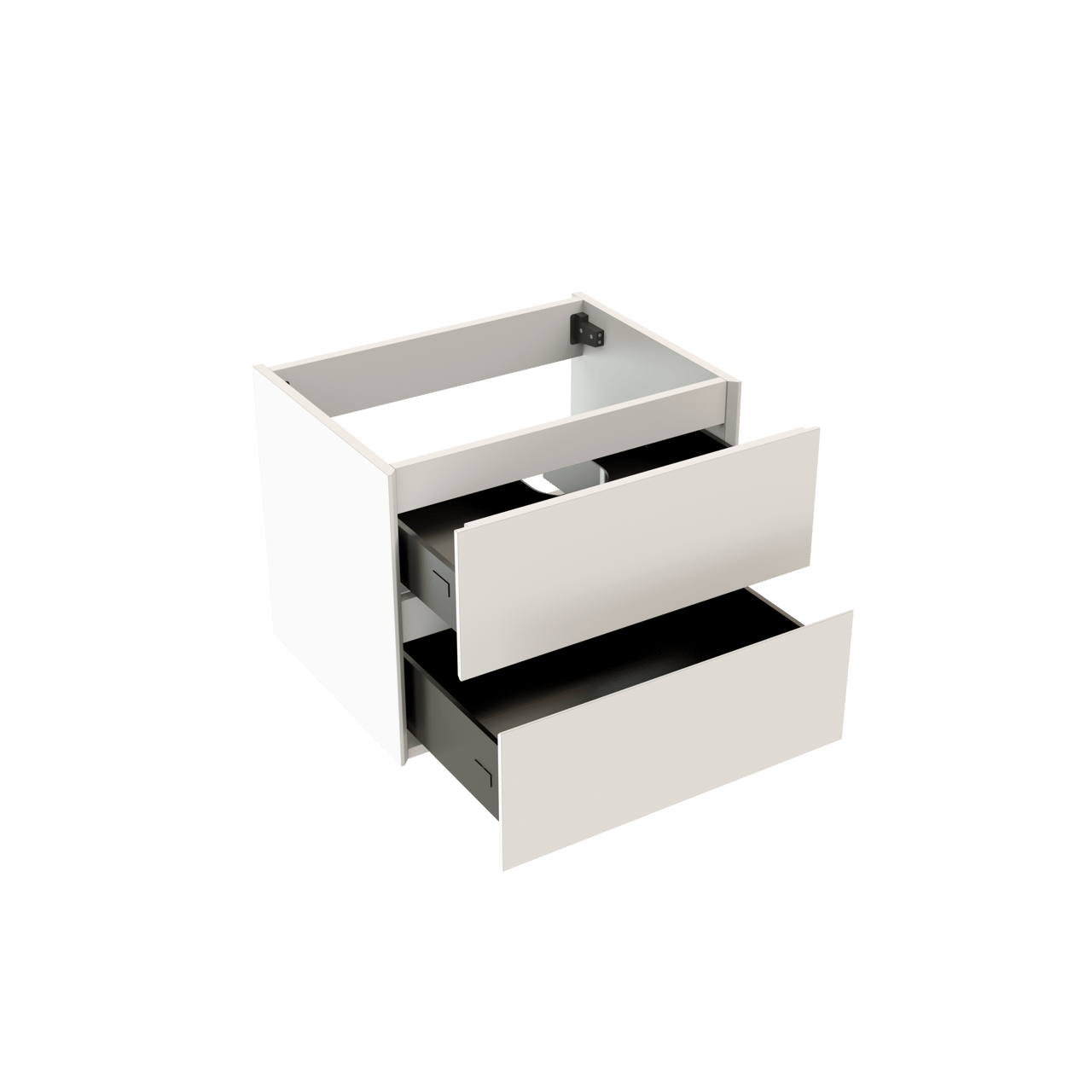 Storke Edge hängender Waschbeckenunterschrank: 60 x 46 cm, Weiß matt, 2 Schubladen