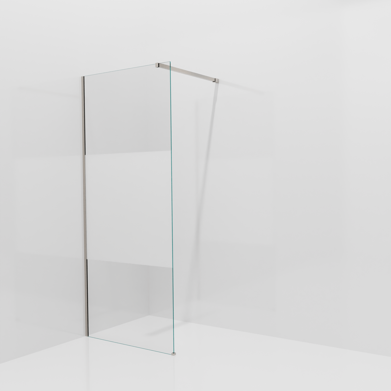 Balmani Modular inloopdouche: 90 x 200 cm, Helder glas met matte strook, Brushed CoolMetal profielen