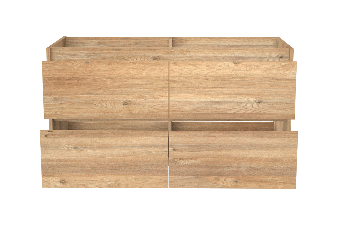 Storke Seda hängender Waschbeckenunterschrank: 120 x 52 cm, Eiche rustikal, 4 Schubladen