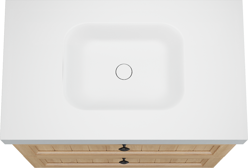 Balmani Lemon meuble salle de bains à poser 90 x 55 cm, placage chêne naturel avec Arcato plan simple en blanc mat