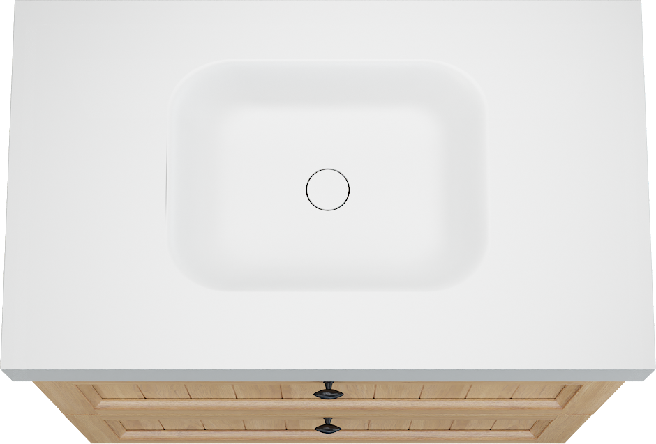 Balmani Lemon staand badkamermeubel 90 x 55 cm, fineer natuur eik met Arcato enkele wastafel in mat wit