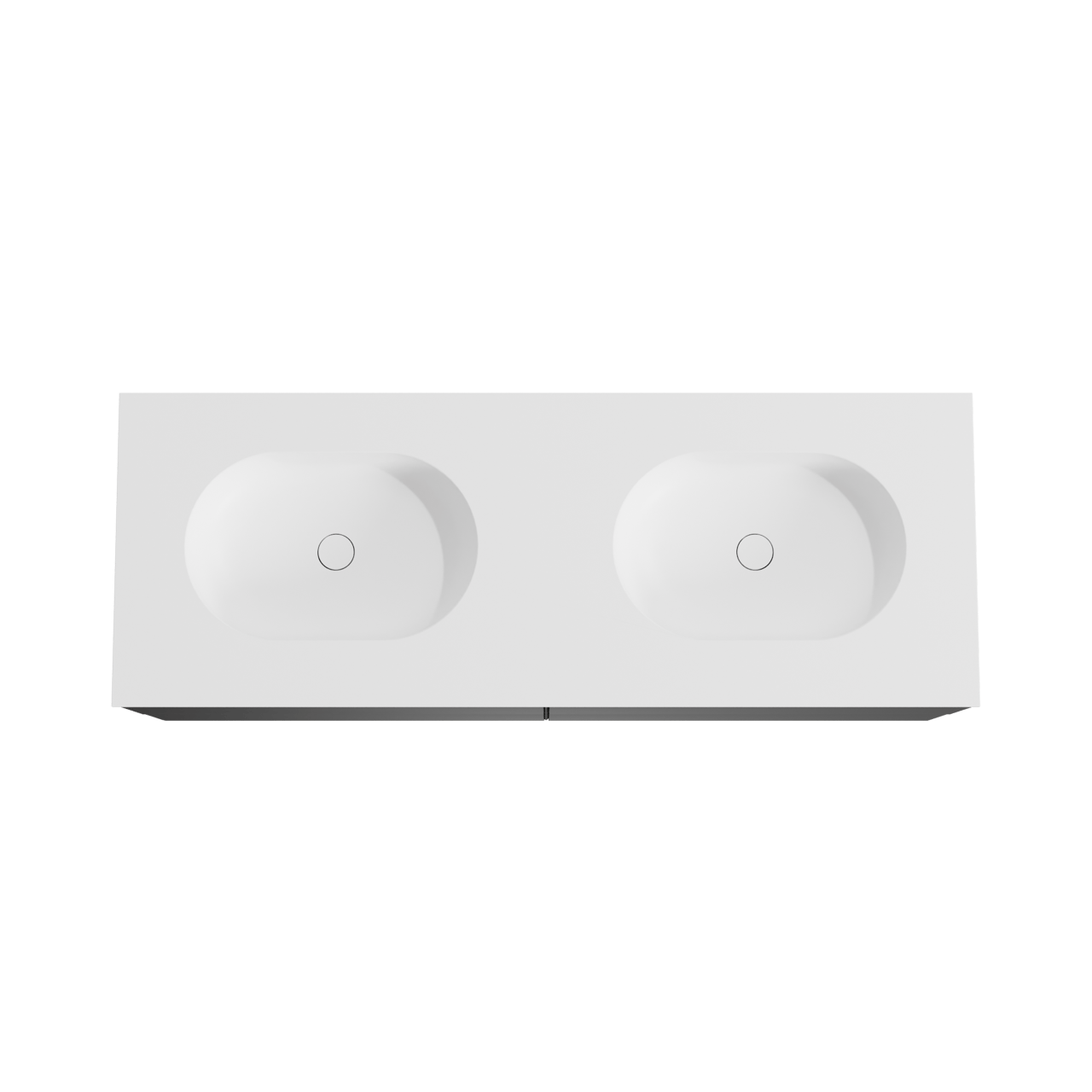 Balmani Mitra hängendes Möbelstück Set: 150 x 55 cm, Schwarz matt, mit Tablo Oval Doppelwaschtisch, Solid Surface Weiß matt