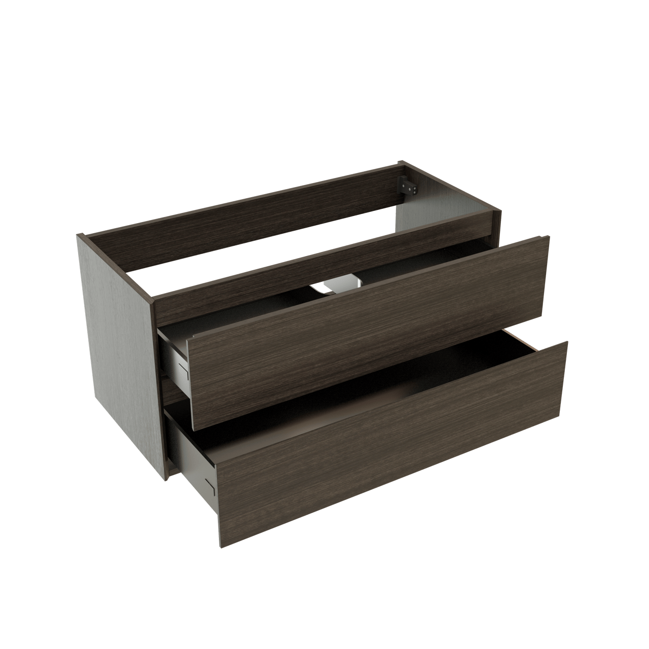 Storke Edge zwevende wastafelonderkast 100 x 46 cm donkere eiken 2 lades