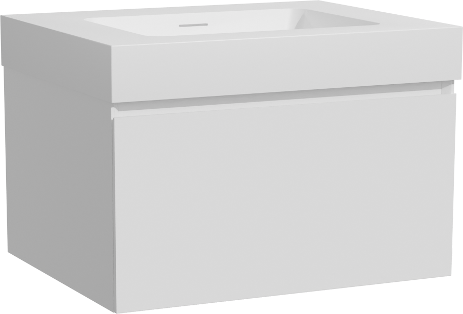Storke Edge zwevend badmeubel 65 x 52 cm mat wit met Mata High enkele wastafel in solid surface mat wit