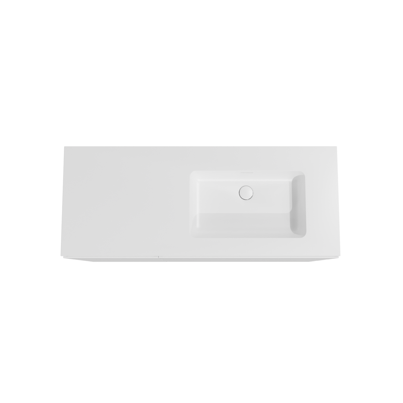 Storke Edge meuble salle de bains à poser 130 x 52 cm blanc mat avec Mata plan vasque asymétrique à droite en solid surface blanc mat