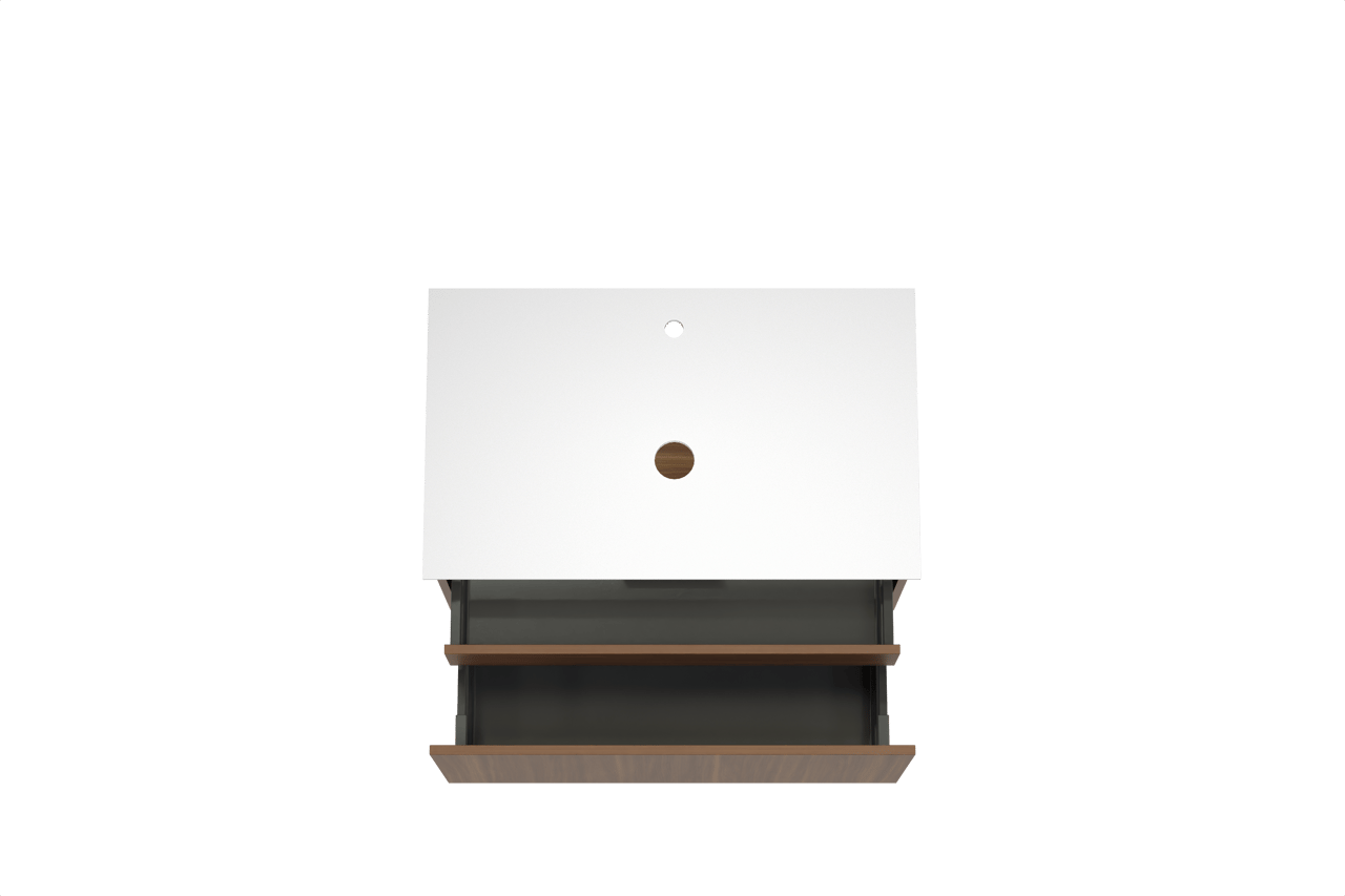 Balmani Sfera meuble salle de bains suspendu 90 x 55 cm noyer américain avec Facetta tablette simple en solid surface blanc mat