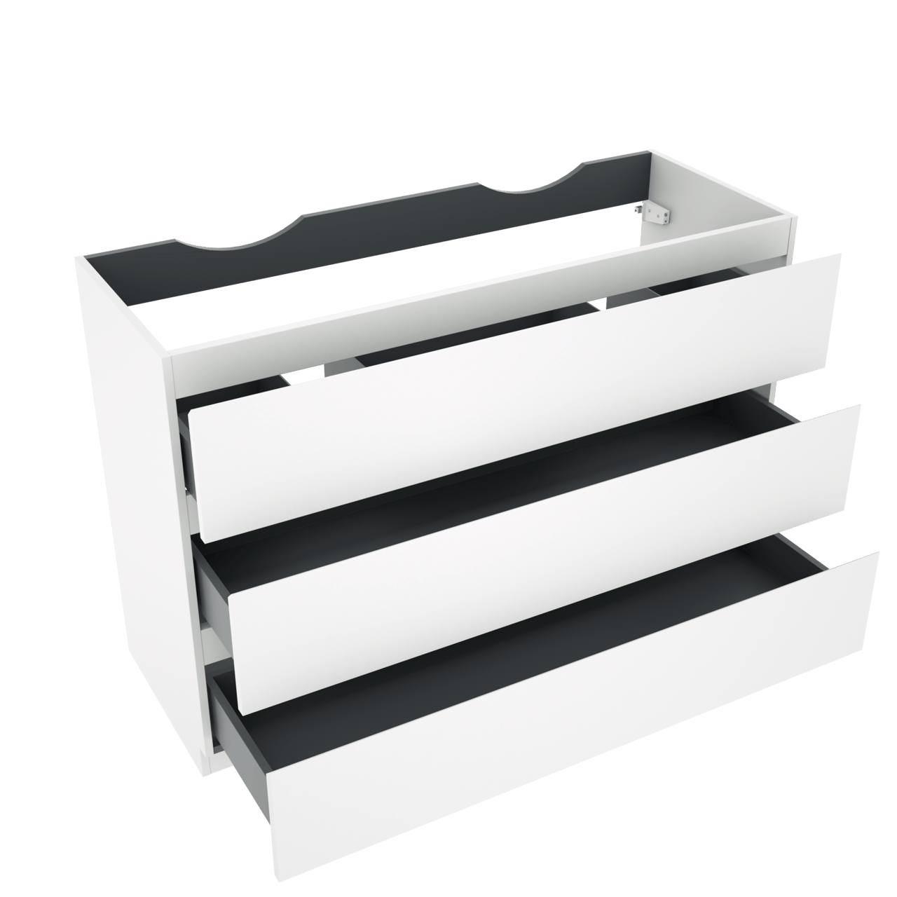 Linie Lado staande wastafelonderkast 120 x 46 cm mat wit 3 lades 2 sifonuitsparingen