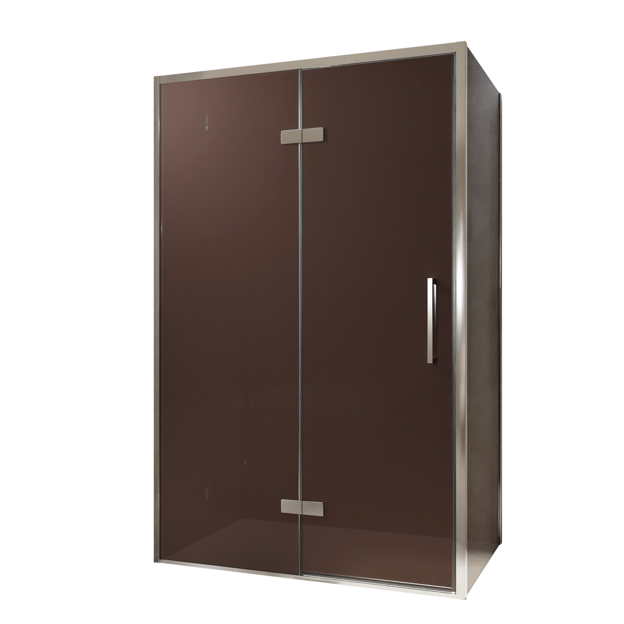 Balmani Senses Design douchehoek met linkse draaideur en vaste zijwand, 120 x 100 cm, Brons, Chroom profielen, met coating