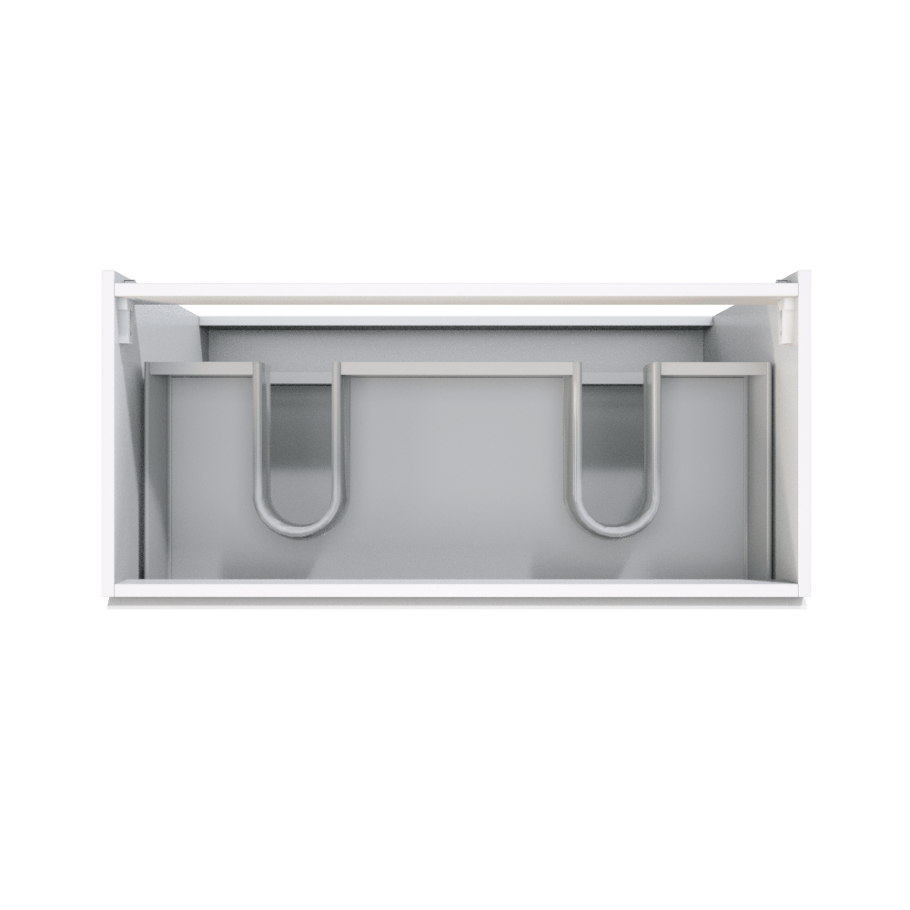 Storke Delta meuble sous-lavabo a poser 100 x 48 cm blanc mat 3 tiroirs 2 découpés de siphon