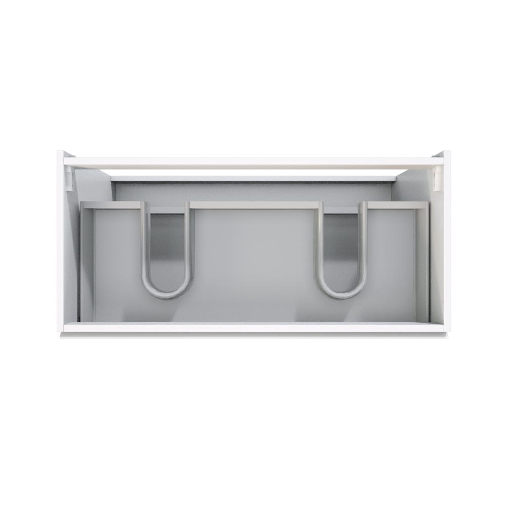 Storke Delta meuble sous-lavabo a poser 100 x 48 cm blanc mat 3 tiroirs 2 découpés de siphon