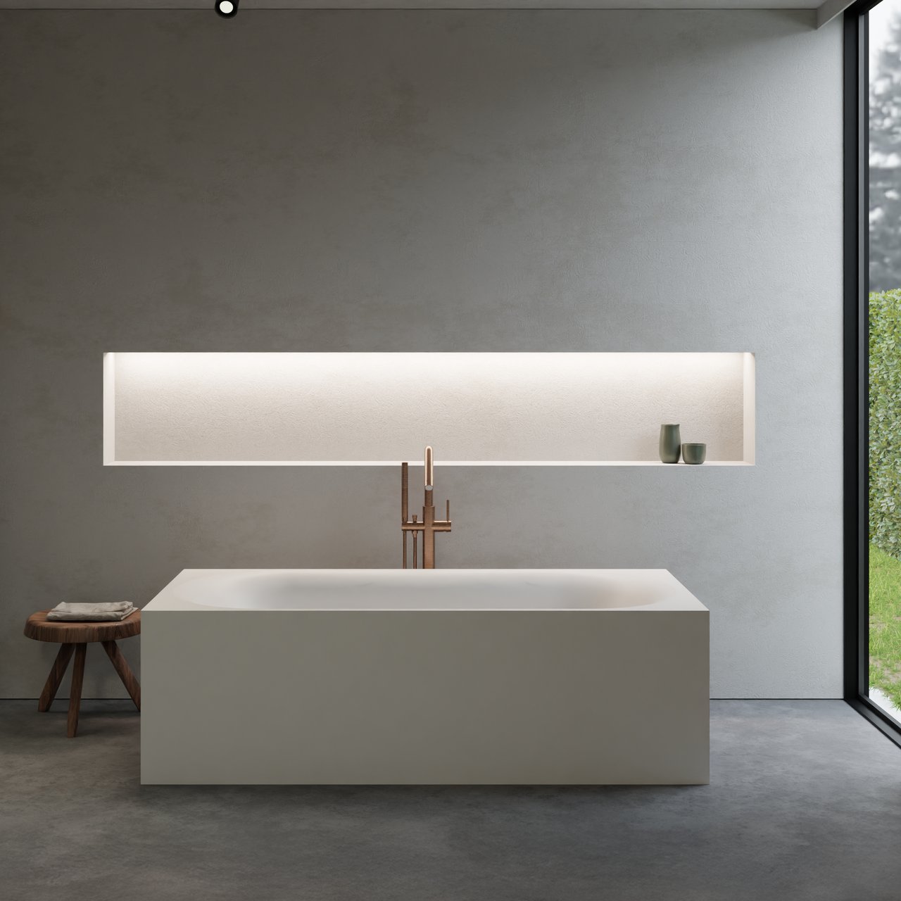 Balmani Rallanta rechthoekig vrijstaand bad 180 x 80 cm Solid Surface mat wit