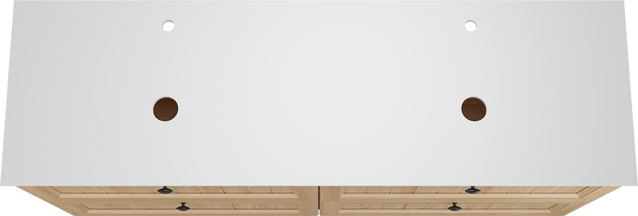 Balmani Lemon staand badkamermeubel 180 x 55 cm, fineer natuur eik met Facetta dubbel tablet in mat wit