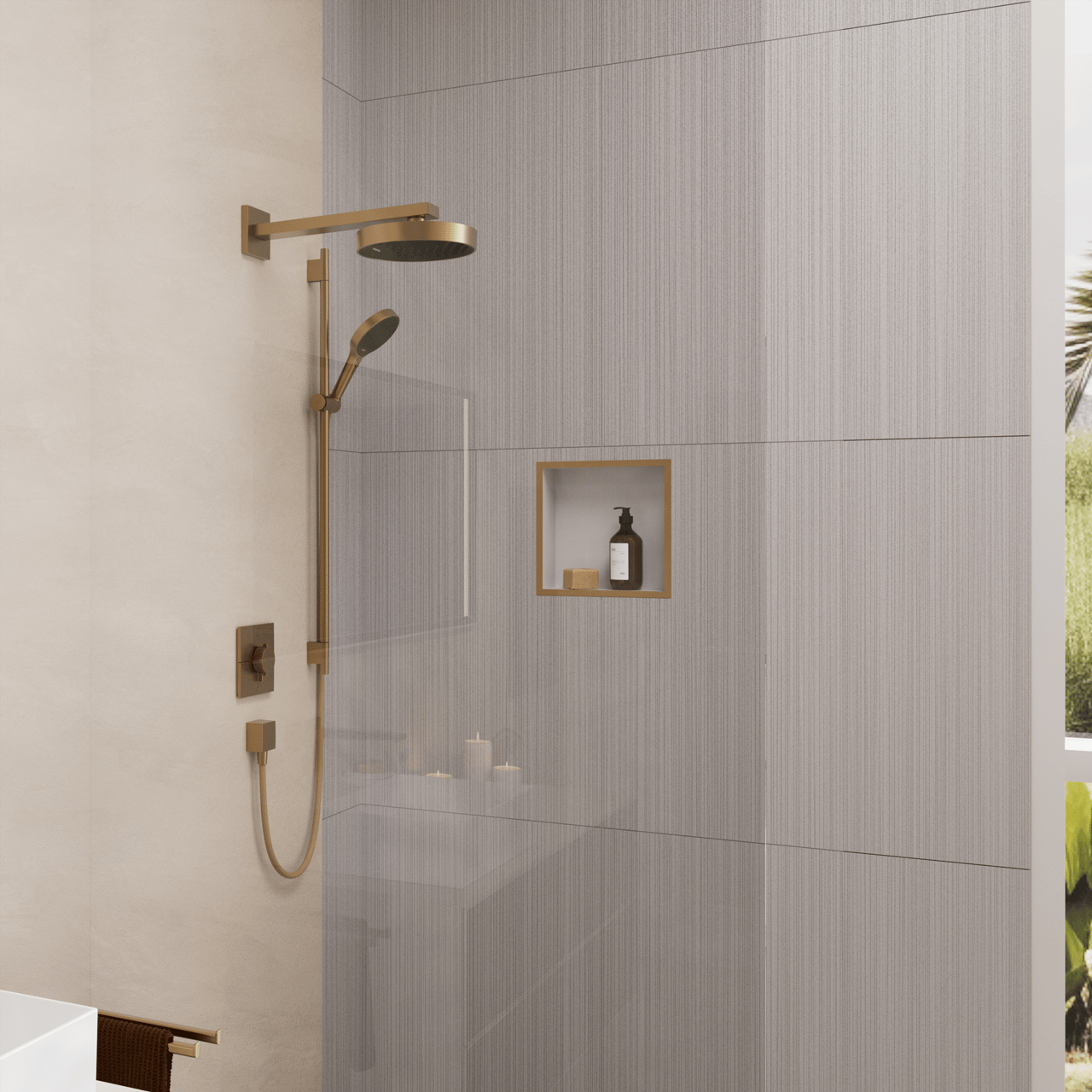 Hansgrohe Showerselect Comfort E inbouw thermostaat 2 uitgangen Brushed Bronze