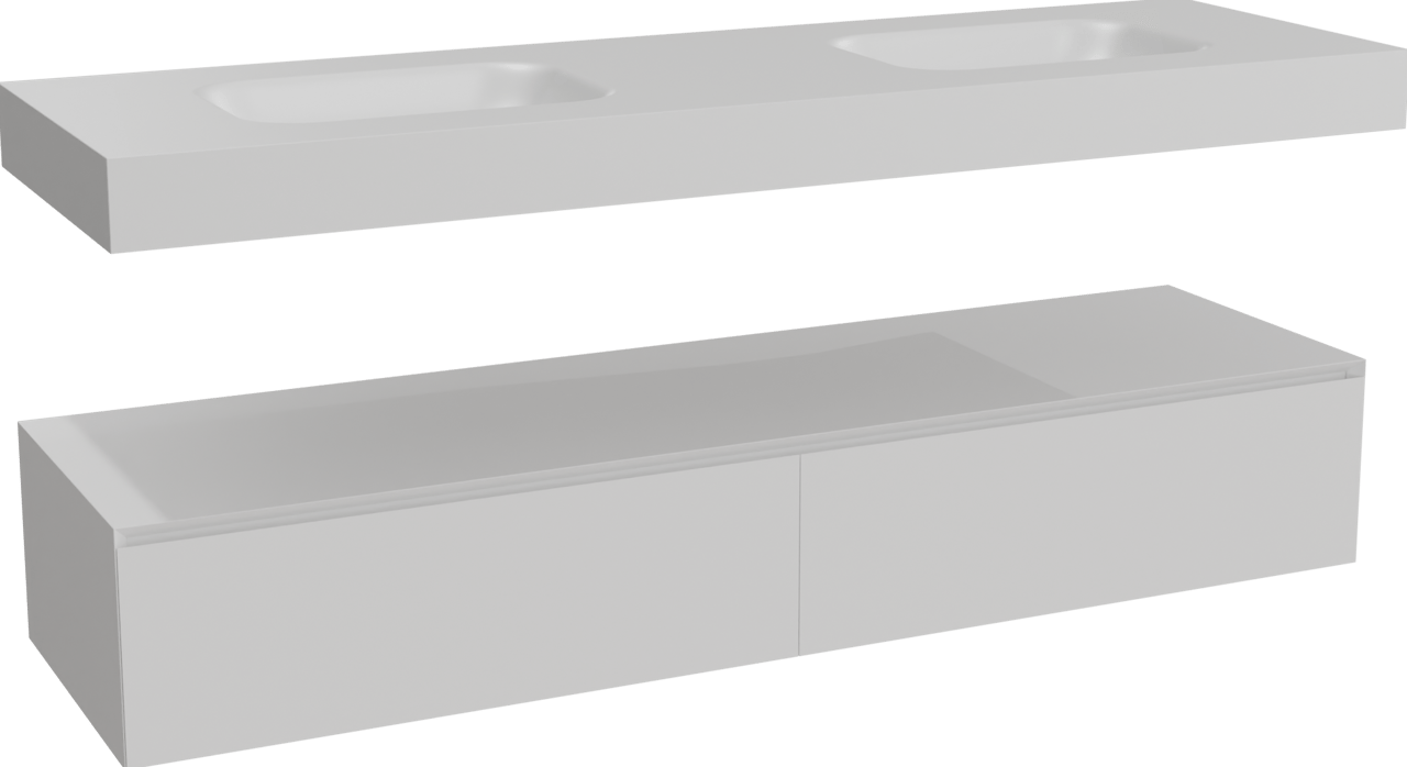 Balmani Mitra Elements meuble salle de bains suspendu 180 x 55 cm blanc mat avec Arcato double vasque en solid surface blanc mat