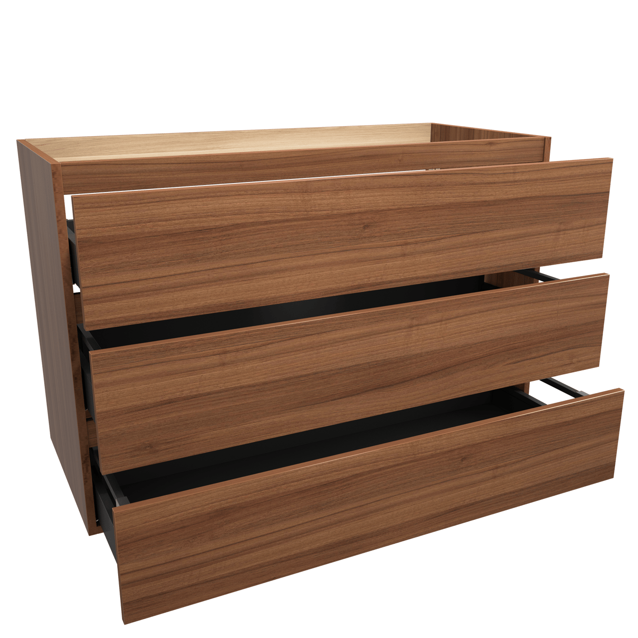 Balmani Lucida stehender Bad-Unterschrank, 120 x 55 cm, Nussbaum, 3 Schubladen