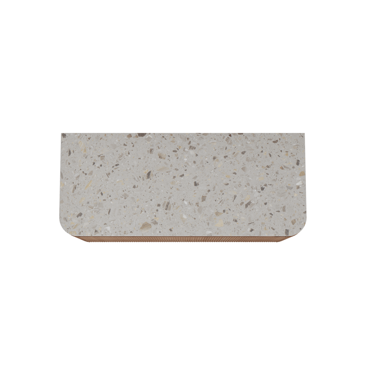 Balmani Moon meuble salle de bains suspendu 130 x 55 cm chêne naturel avec Moon tablette simple ou double en terrazzo greige terrazzo, Nervure droite symétrique verticale
