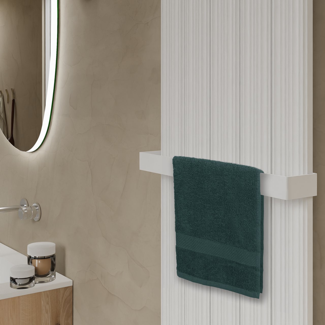 Vipera Mares enkele handdoekradiator 37,5 x 180 cm centrale verwarming mat wit zij- en middenaansluiting 1085W