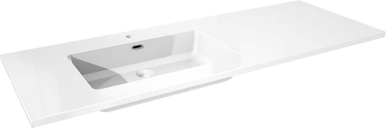 Storke Diva asymmetrisch linkse wastafel glanzend composiet marmer 140 x 52 cm combinatie kast 45 cm