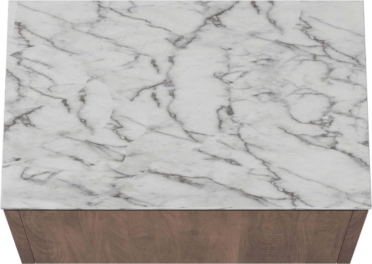 Balmani Eclips hängendes Möbelstück Set: 90 x 55 cm, Amerikanischer Nussbaum, mit Stretto Einzel Waschtischplatte Carrara-Marmor