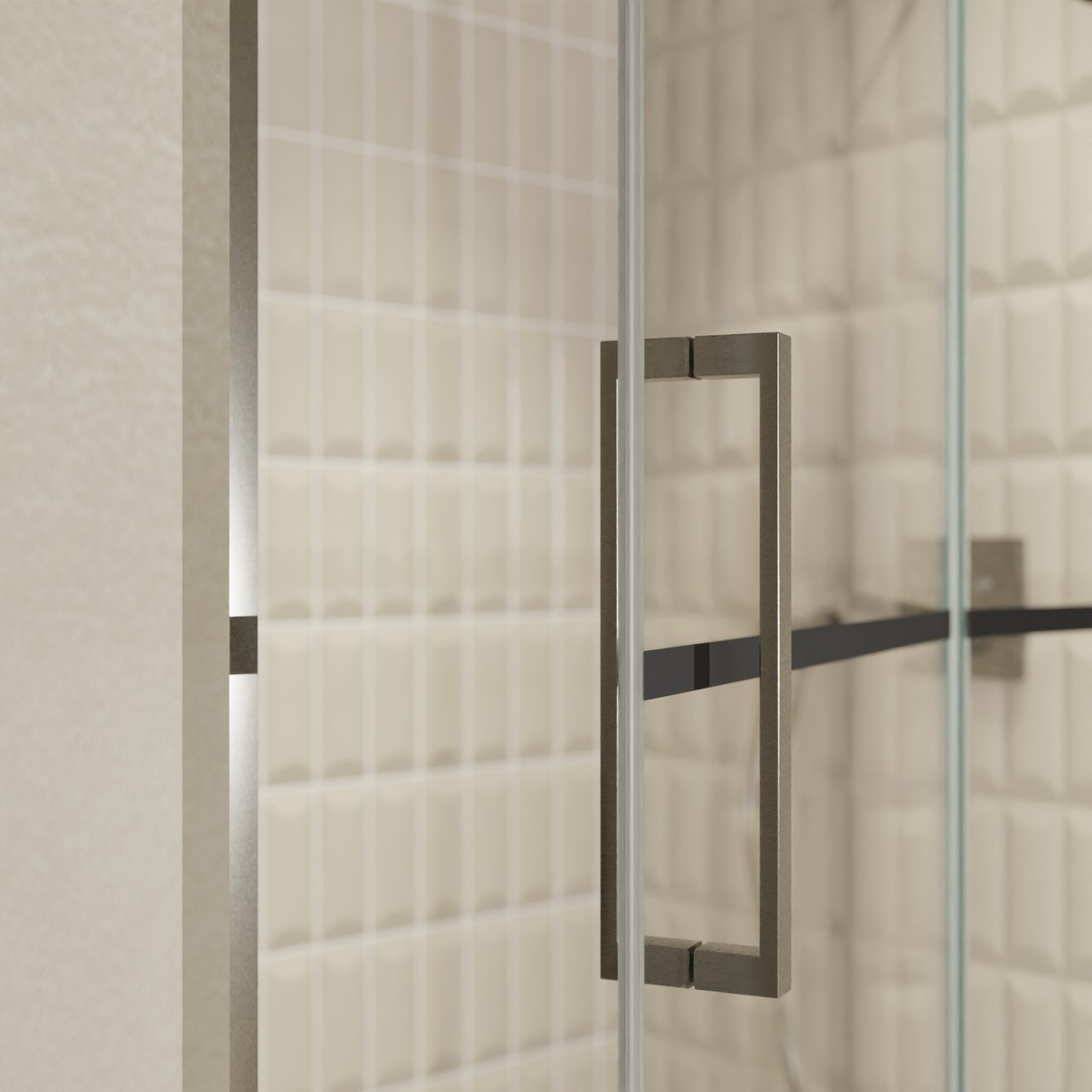 Balmani Senses Design porte pivotante à droite 140 cm x 210 cm verre Lined, Profil Brushed GunMetal