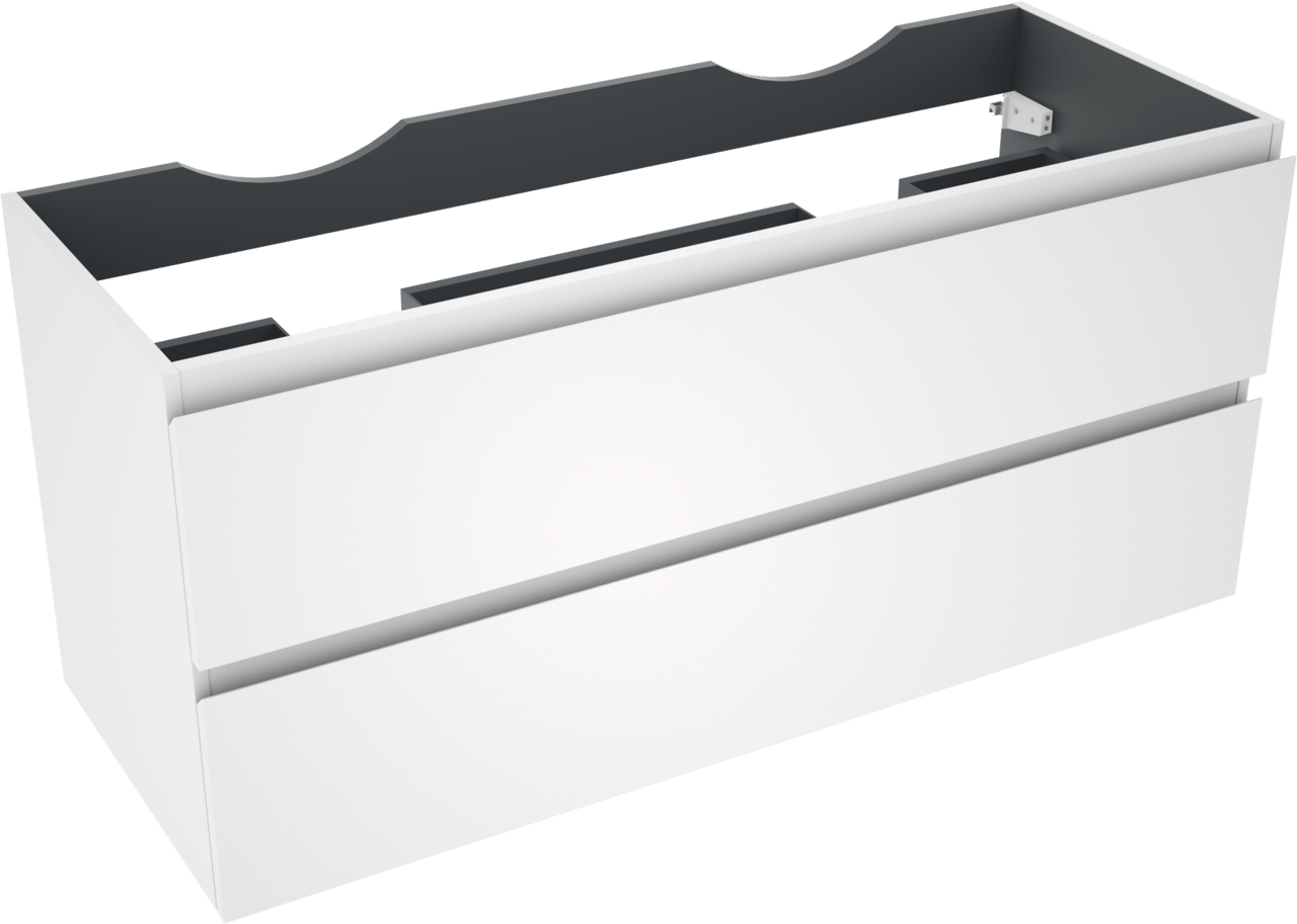 Linie Lado meuble sous-lavabo suspendu 120 x 46 cm blanc mat 2 tiroirs 2 découpés de siphon