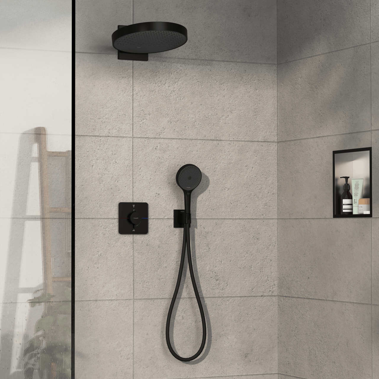 Hansgrohe Showerselect Comfort Q thermostat de douche encastré 2 évacuations noir mat