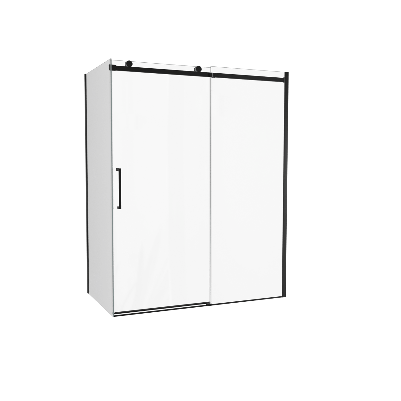 Luca Varess Boltano paroi de douche avec porte coulissante et paroi latérale fixe, 160 x 90 cm, verre transparent, profil noir