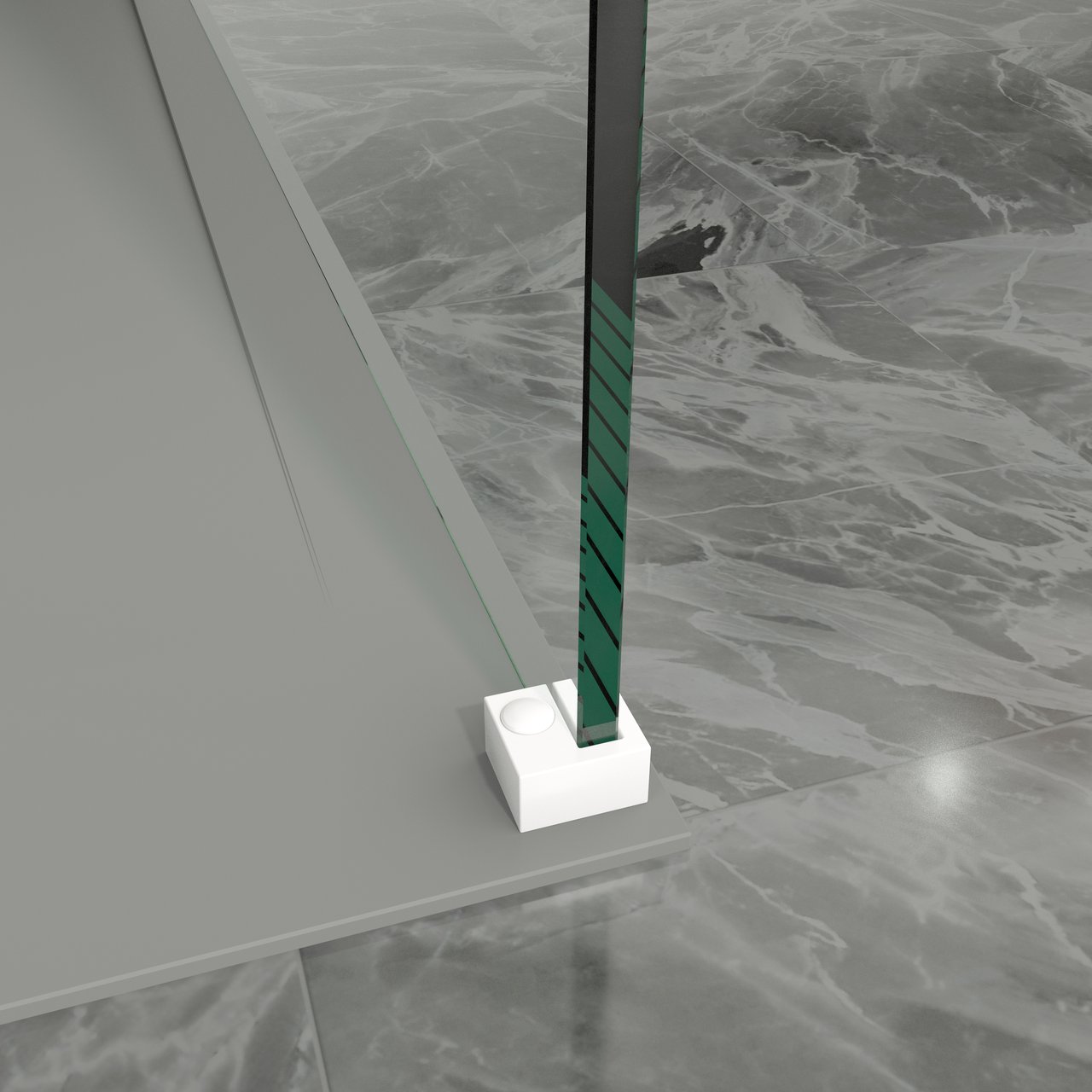 Balmani Modular inloopdouche 90 x 200 cm helder glas met matte strook mat wit profiel