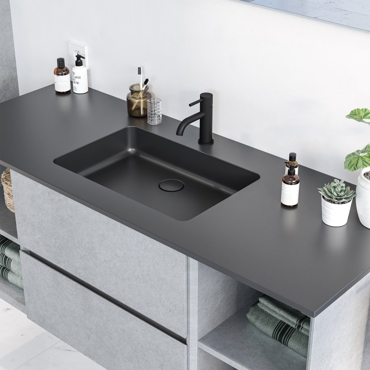 Blaufoss Round S Waschbecken Armatur: Schwarz matt