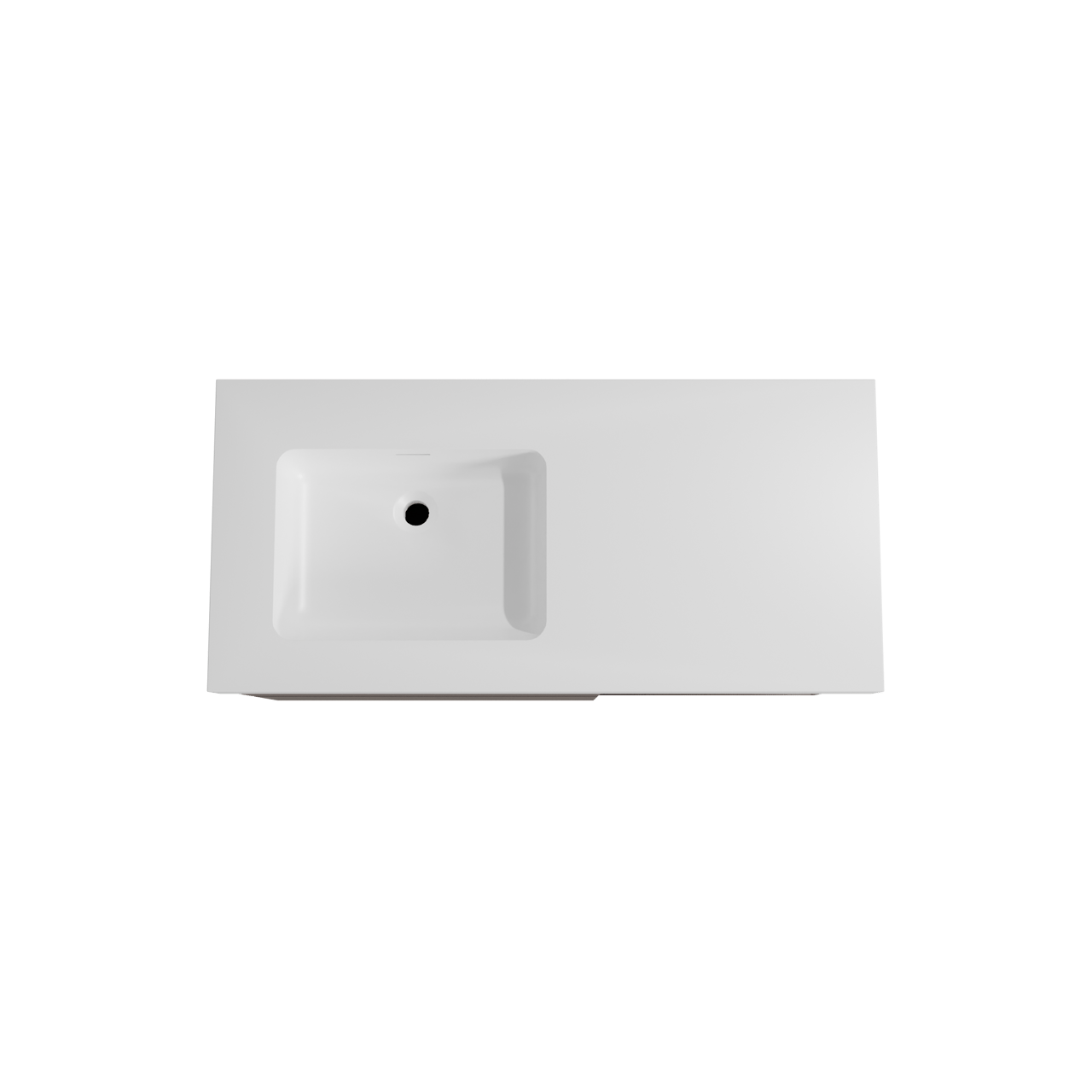 Storke Edge meuble salle de bains suspendu 110 x 52 cm noyer avec Mata High vasque asymétrique gauche en solid surface blanc mat