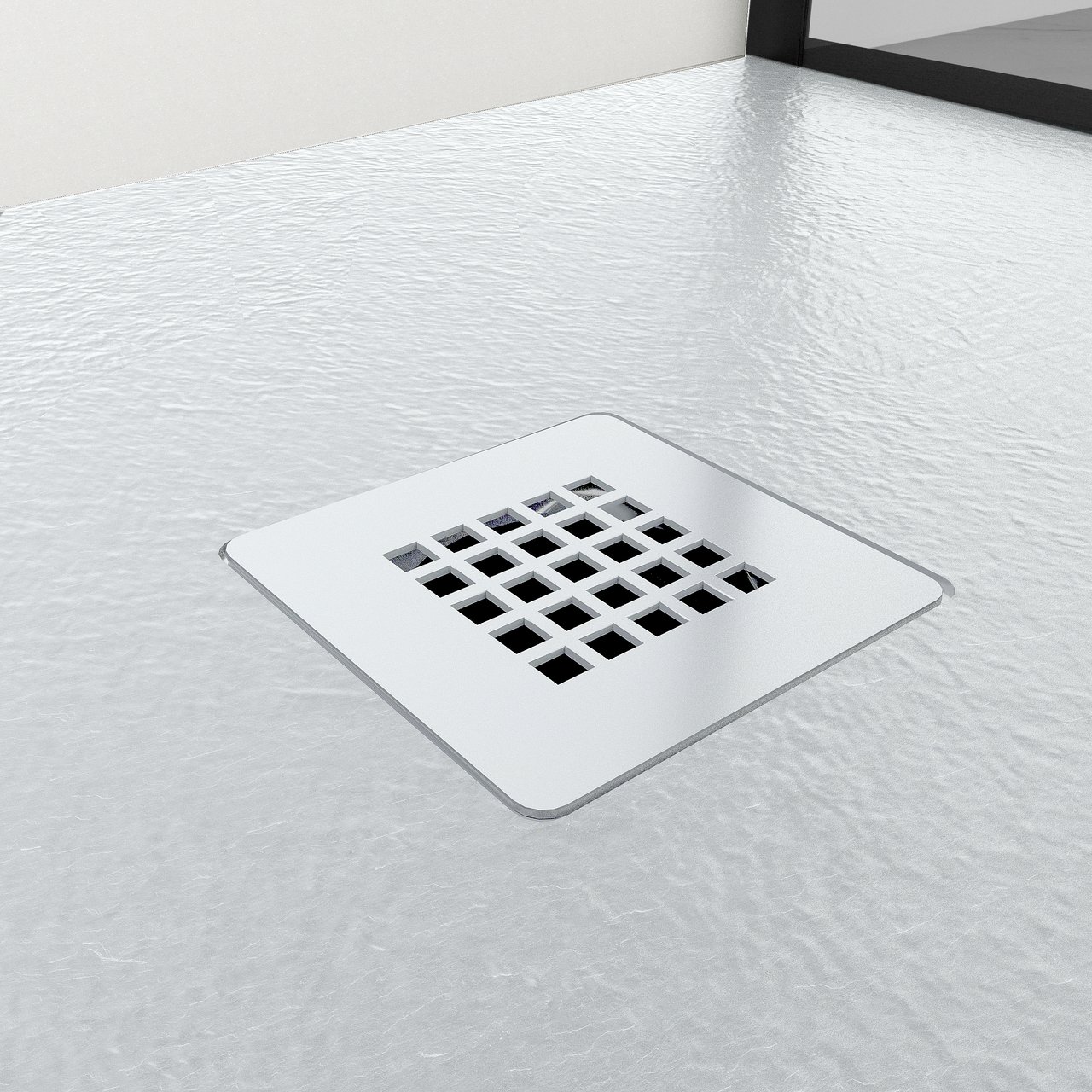 Balmani Vega douchebak 160 x 90 cm composietmarmer lichtgrijs leisteenstructuur