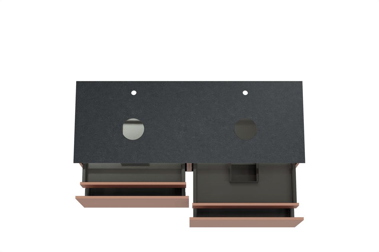 Balmani Sfera meuble salle de bains suspendu 150 x 55 cm cotto avec Facetta tablette double en granit noir