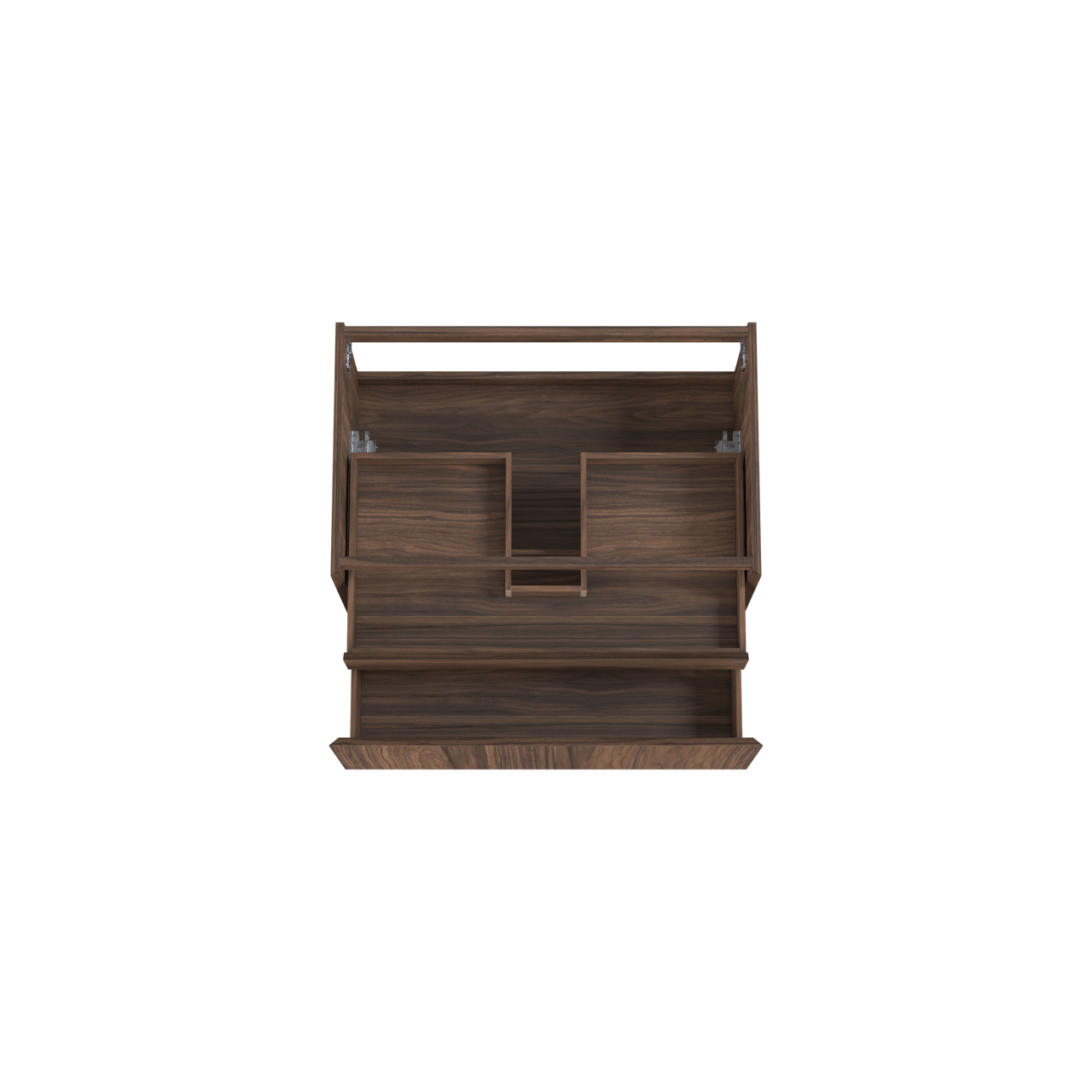 Balmani Idra hängender Waschbeckenunterschrank: 90 x 55 cm, Nussbaum, Furnierholz, 2 Schubladen