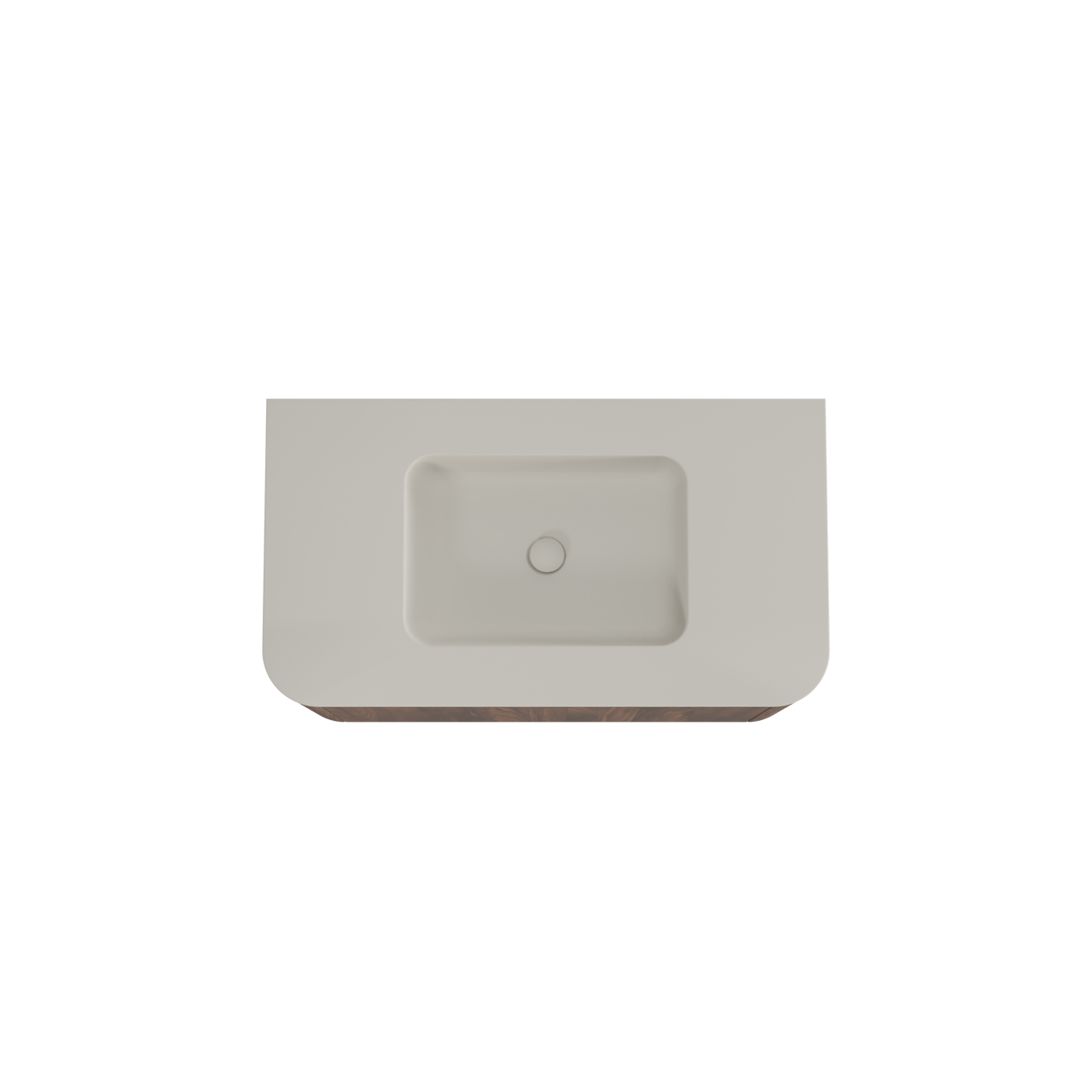 Balmani Moon zwevend badmeubel 100 x 55 cm amerikaans notenhout met Moon enkele wastafel in top solid zijdegrijs