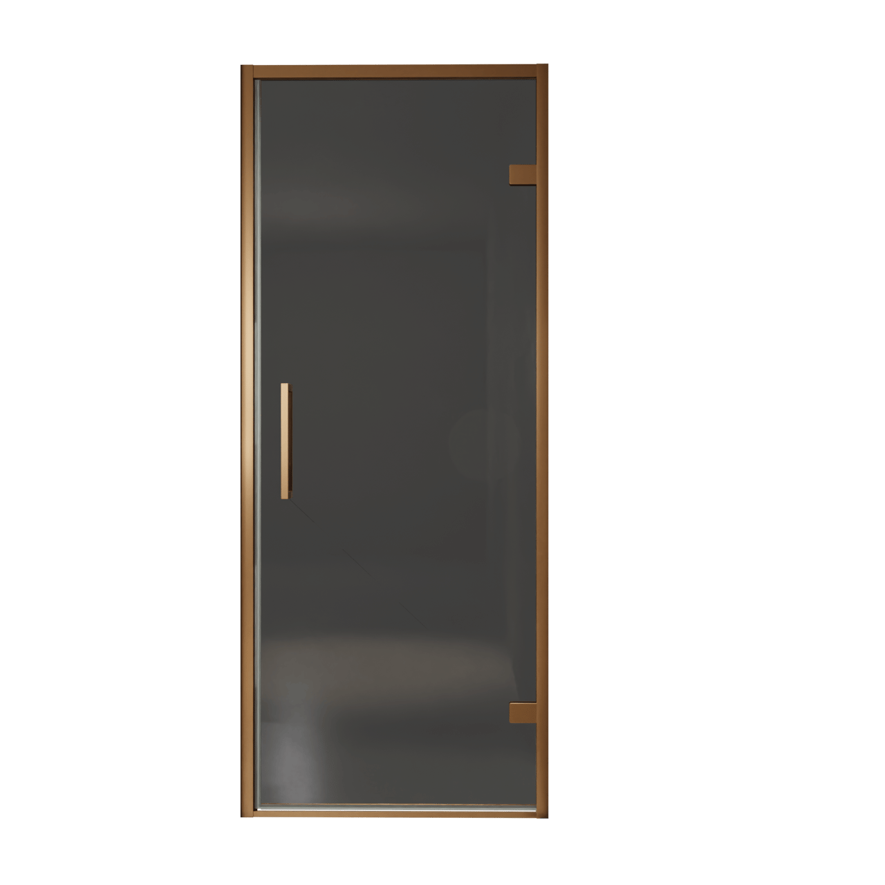 Balmani Senses Design porte pivotante à droite 90 cm x 210 cm verre fumé, Profil Brushed Rosegold, coating inclus
