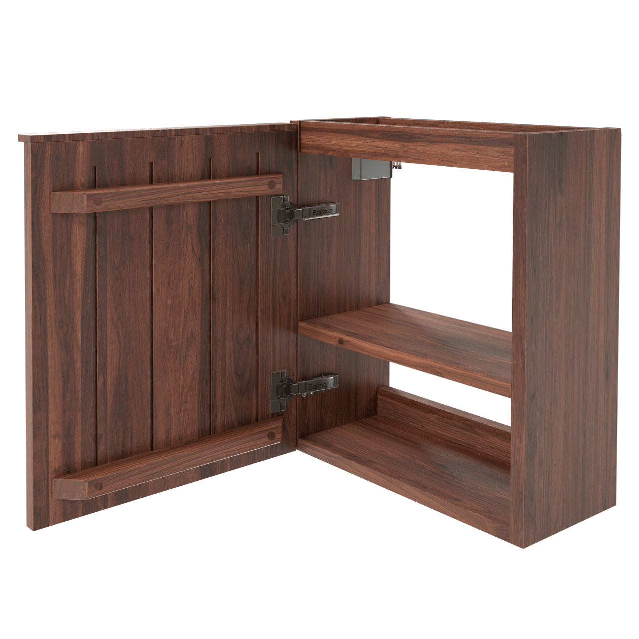 Balmani Forma hängendes Badmöbel Set (Gäste WC): 42 x 21 cm, amerikanischer Nussbaum, Dama Waschtisch, Dark Emperador Marmor