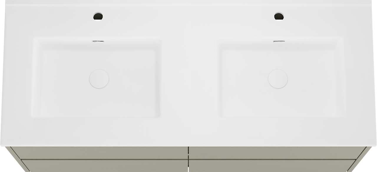 Storke Seda meuble salle de bains suspendu 130 x 52 cm soie grise avec Kera double vasque en porcelaine blanc mat, bondes incluses