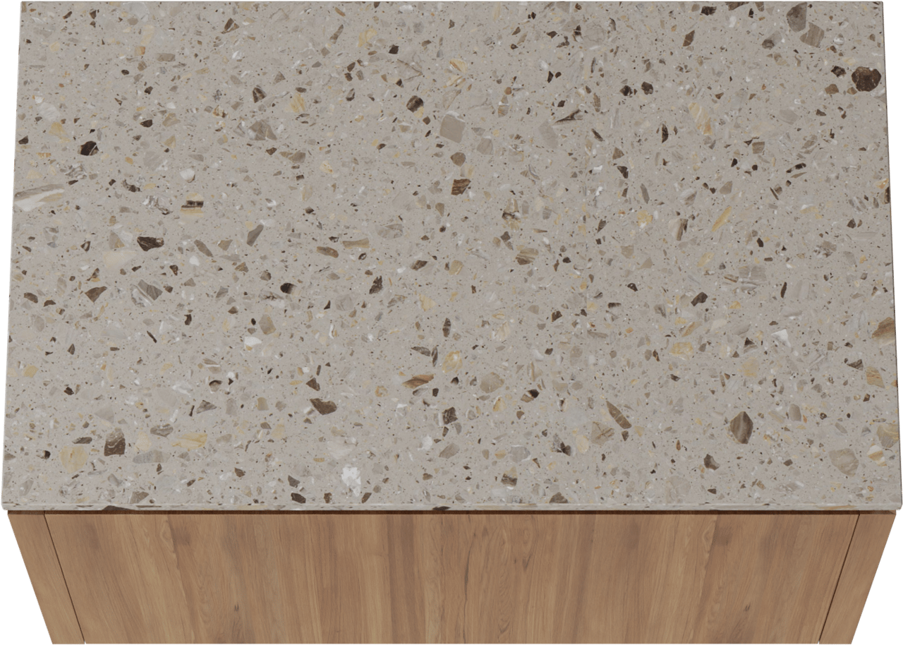 Balmani Eclips meuble salle de bains suspendu 90 x 55 cm Teck avec Stretto tablette simple en Terrazzo greige