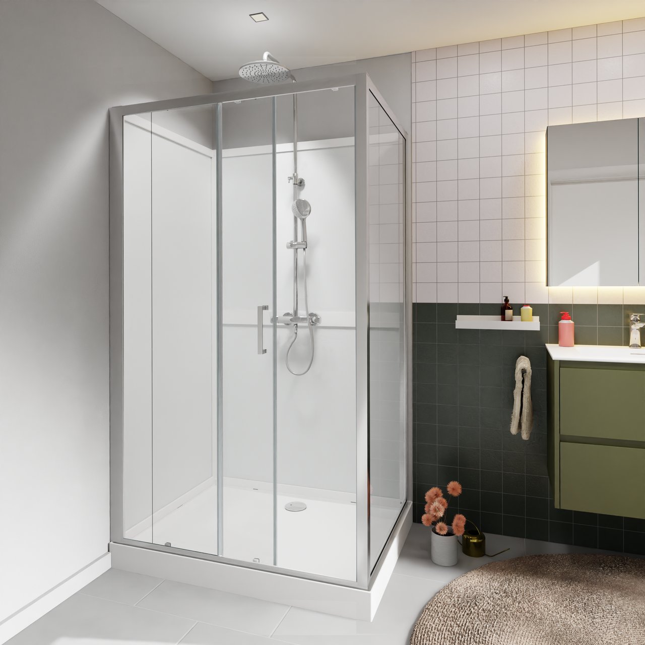 Luca Varess Talan cabine de douche avec porte coulissantes 90 x 120 cm verre transparent profil chrome mat